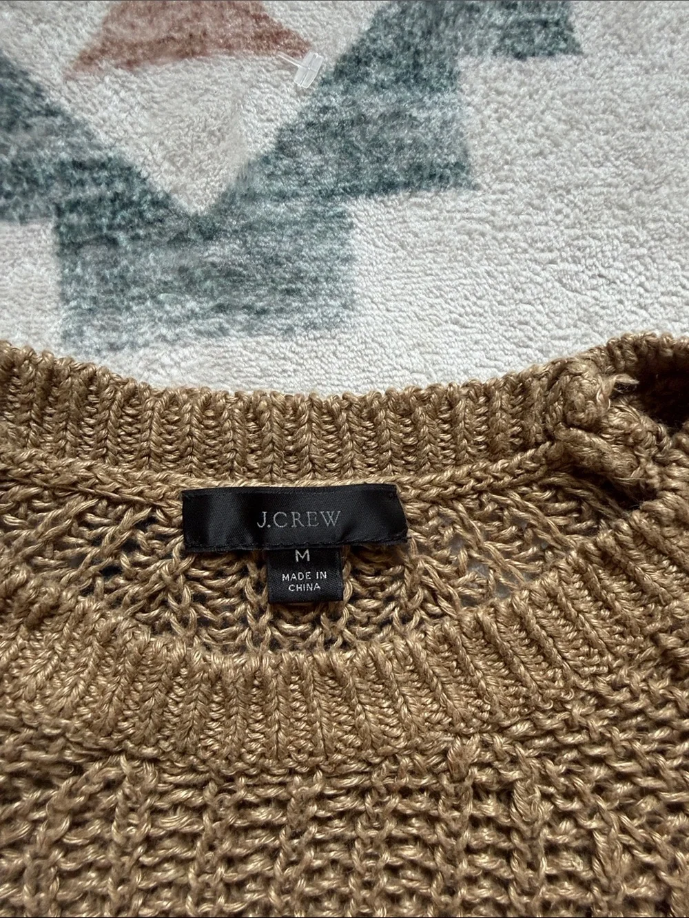 J. Crew Men's Crewneck Sweater in Tan Brown 100% Linen